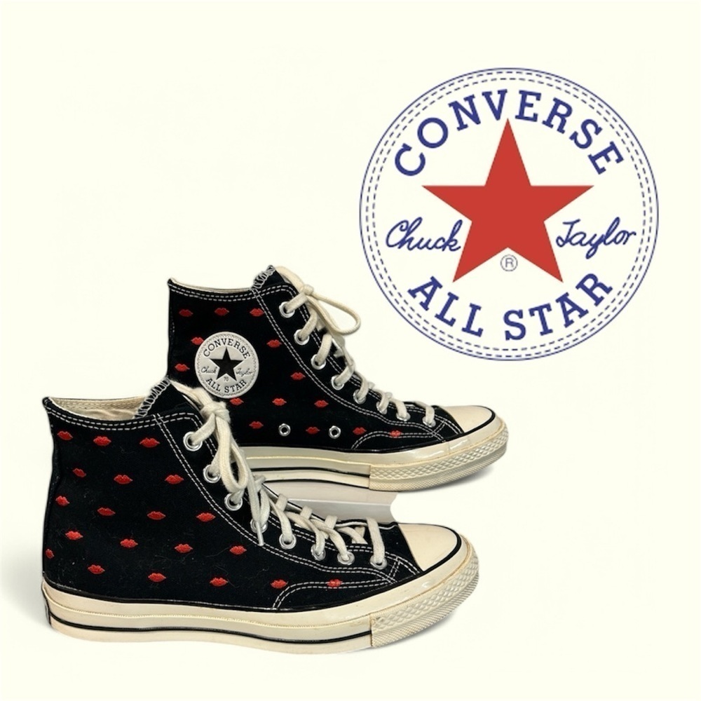 Converse Chuck Taylor Black and Red High Tops